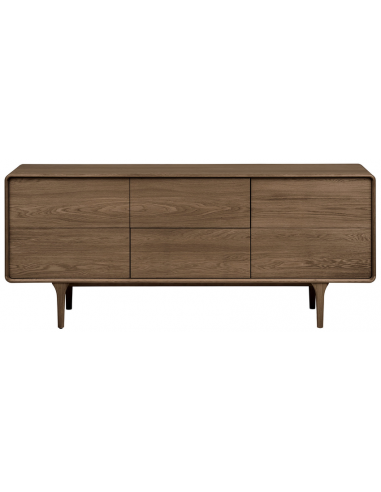 skænk træ egetræ massiv brun mørkebrun design retro nordisk dansk skuffer skabe