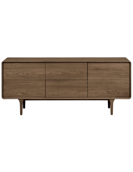 skænk træ egetræ massiv brun mørkebrun design retro nordisk dansk skuffer skabe