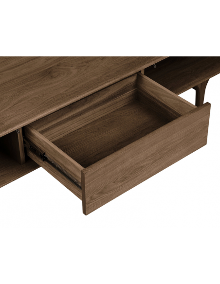 tvbordet træ egetræ massiv brun mørkebrun design retro nordisk dansk skuffer skabe