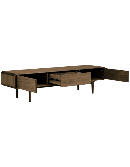 tvbordet træ egetræ massiv brun mørkebrun design retro nordisk dansk skuffer skabe