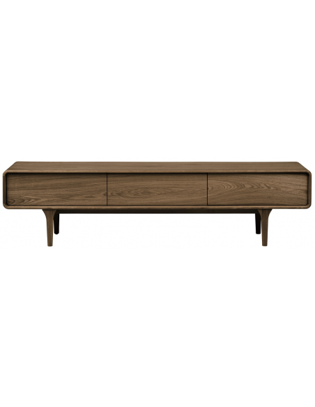 tvbordet træ egetræ massiv brun mørkebrun design retro nordisk dansk skuffer skabe