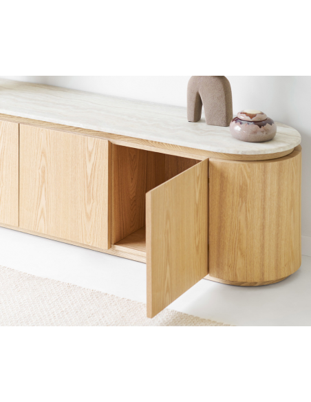 tvbordet træ egetræ massiv design retro nordisk dansk skuffer skabe
