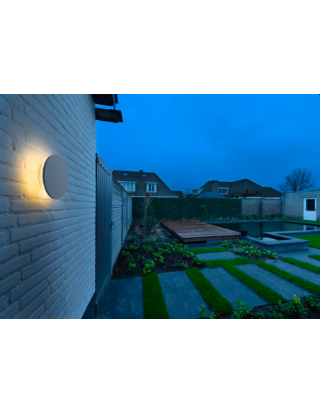 rund udendørslampe moderne nordisk design led væglampe udendørs havelampe væg hvid