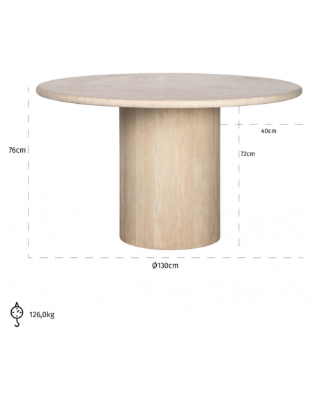 rundt spisebord 130 sten marmor moderne design travertin