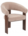 LIVA Spisebordsstol med armlæn i metal og velour H81,5 cm - Træbrun/Beige