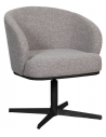 CANNES Spisebordsstol med drejefod i stål og bouclé H83 cm - Sort/Mushroom