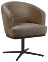 CANNES Spisebordsstol med drejefod i stål og chenille H83 cm - Sort/Taupe