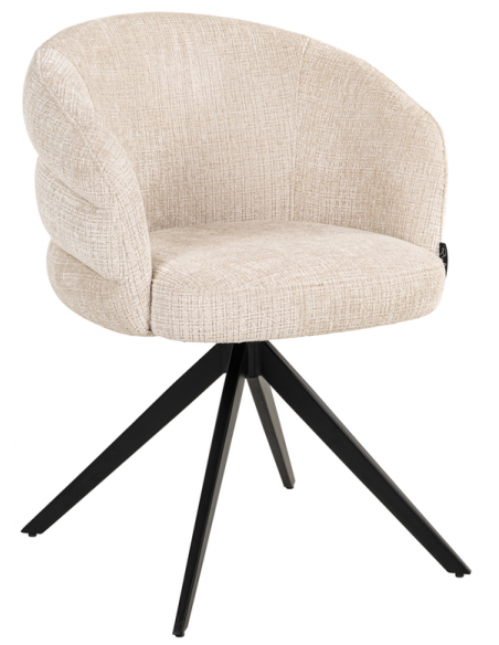 Spisebordsstol med armlæn og drejefod moderne design beige