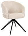 SERENITY Spisebordsstol med armlæn og drejefod i metal og chenille H80 cm - Sort/Beige