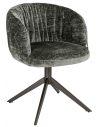 CASSI Spisebordsstol med armlæn og drejefod i metal og chenille H78,5 cm - Bronze/Mørk sagegrøn