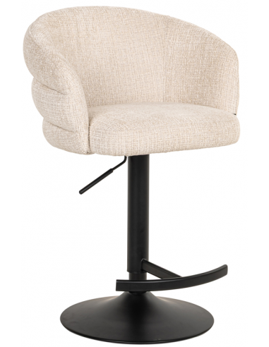 Nikki barstol med ryglæn og drejefod i metal og chenille H85 - 110 cm - Sort/Beige