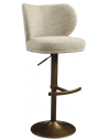 AMELY Barstol med ryglæn og drejefod i metal og chenille H89 - 116 cm - Antik messing/Natur