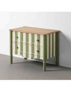kommode stribet creme grøn træ design soveværelse 2