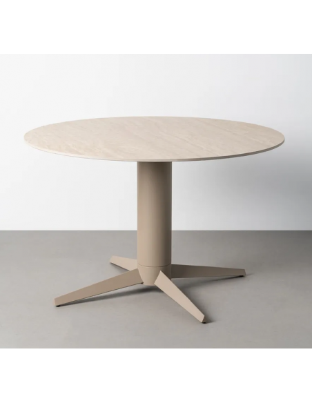 rundt spisebord 120 beige travertin sten moderne design
