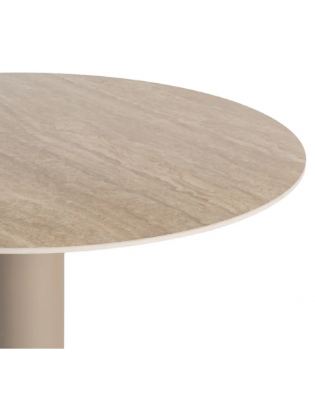 rundt spisebord 120 beige travertin sten moderne design