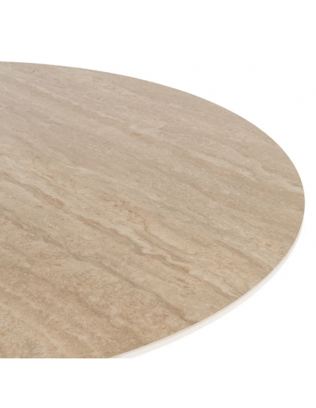 rundt spisebord 120 beige travertin sten moderne design