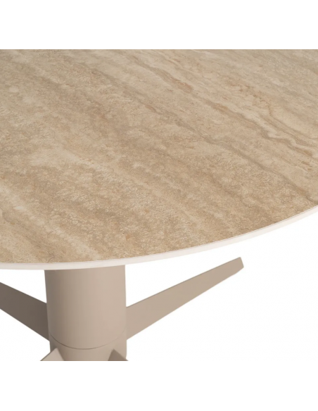 rundt spisebord 120 beige travertin sten moderne design