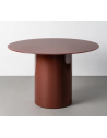 Rundt spisebord i MDF og glas Ø120 cm - Blank mørkerød