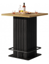 Barbord i metal og møbelplade H96 x B80 x D80 cm - Sort/Naturbrun