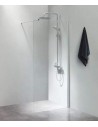 CASSØE Brusevæg med forlængerstang 80 x 200 cm - Krom/Klar