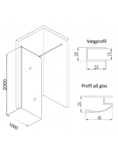 brusevæg moderne badeværelse brusehjørne glas krom 2