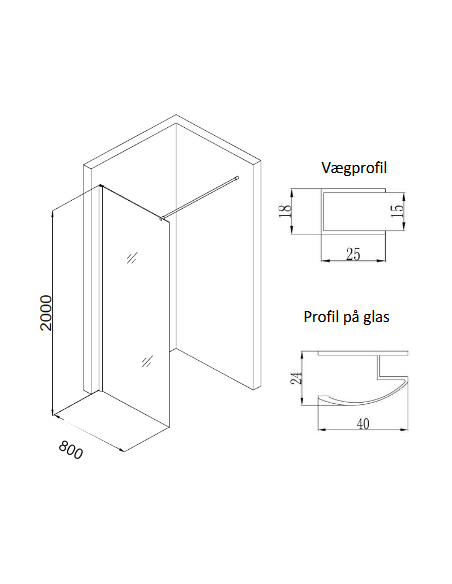 brusevæg moderne badeværelse brusehjørne glas krom