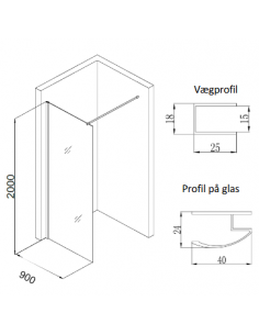 brusevæg moderne badeværelse brusehjørne glas krom 2