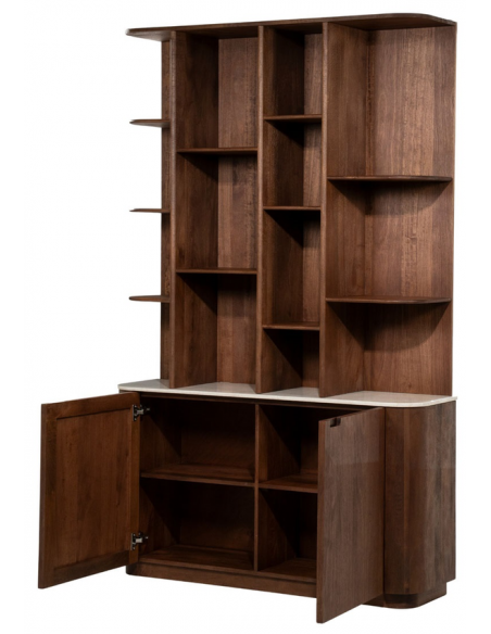 reol reolsystem vitrine vitrineskab moderne design valnød træ marmor