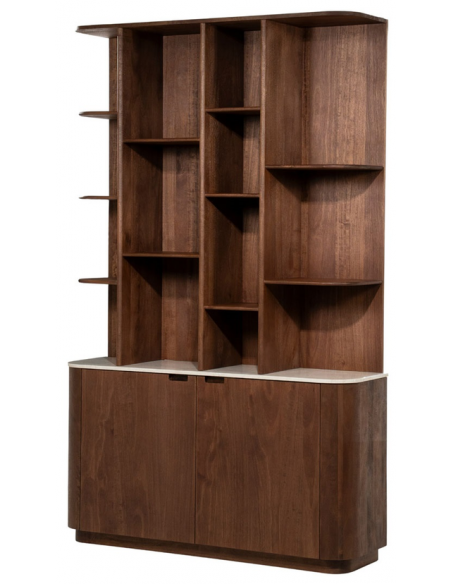 reol reolsystem vitrine vitrineskab moderne design valnød træ marmor