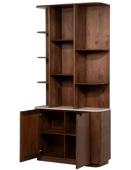 reol reolsystem vitrine vitrineskab moderne design valnød træ marmor