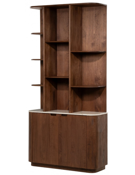 reol reolsystem vitrine vitrineskab moderne design valnød træ marmor