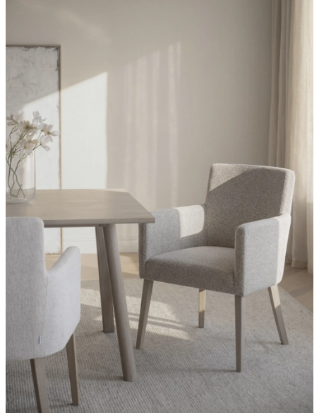 spisebordsstol med armlæn stof beige moderne design stue