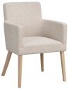 HUDSON 2 x Spisebordsstole i egetræ og polyester H85 cm - White wash/Lys beige