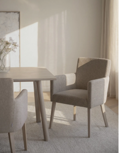 spisebordsstol med armlæn stof beige moderne design stue 2