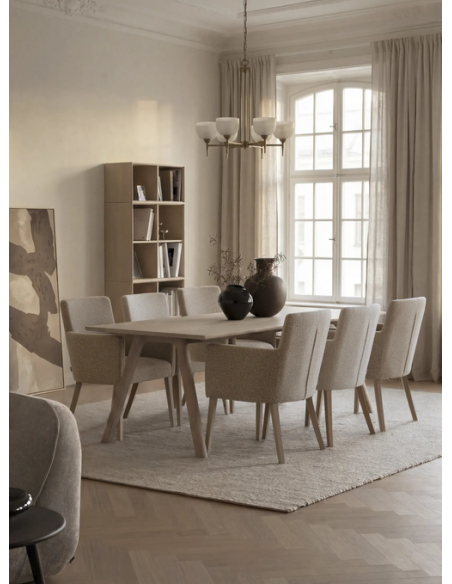 spisebordsstol med armlæn stof beige moderne design stue