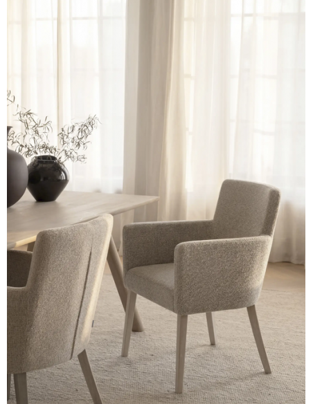 spisebordsstol med armlæn stof beige moderne design stue