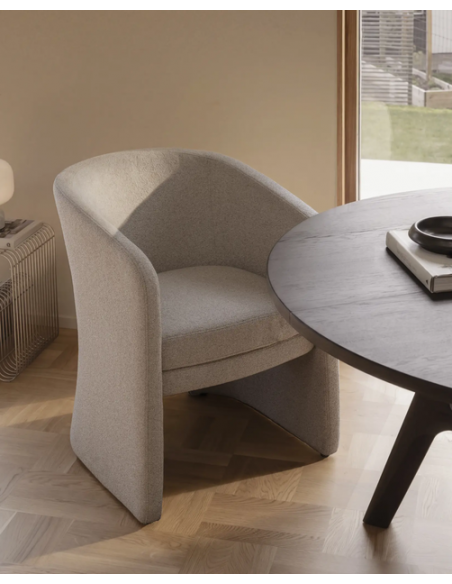 spisebordsstol med armlæn stof beige moderne design stue