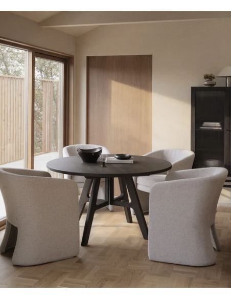 spisebordsstol med armlæn stof beige moderne design stue