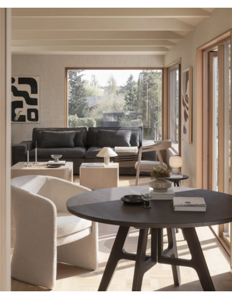 spisebordsstol med armlæn stof beige moderne design stue
