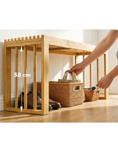 bænk entre garderobe soveværelse moderne design bambus