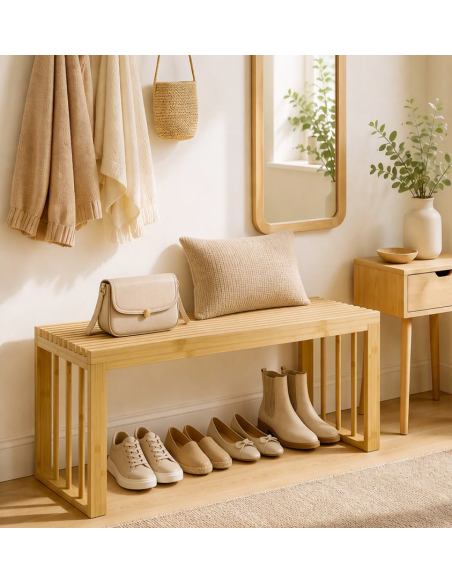 bænk entre garderobe soveværelse moderne design bambus