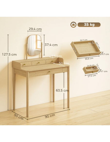 sminkebord moderne børn design med spejl og lys garderobe entre indretning træ