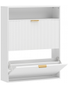 Skoskab i møbelplade og MDF H102,5 x B80 x D24 cm - Hvid/Guld