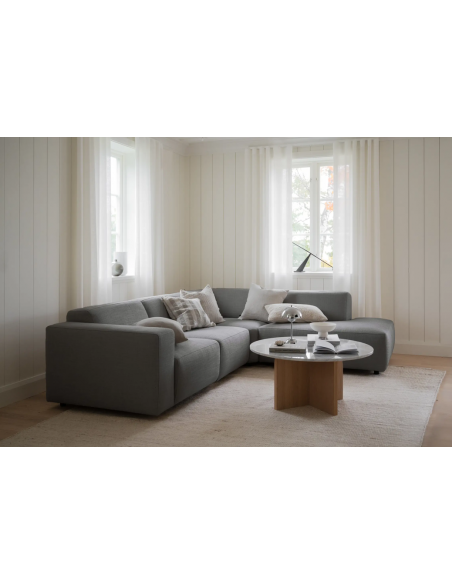 hjørnesofa i grå stof komfortabel design flydersofa sofa moderne chaiselong modulsofa