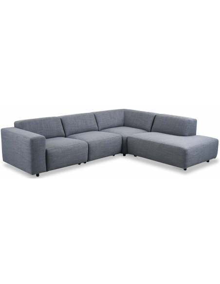 hjørnesofa i grå stof komfortabel design flydersofa sofa moderne chaiselong modulsofa