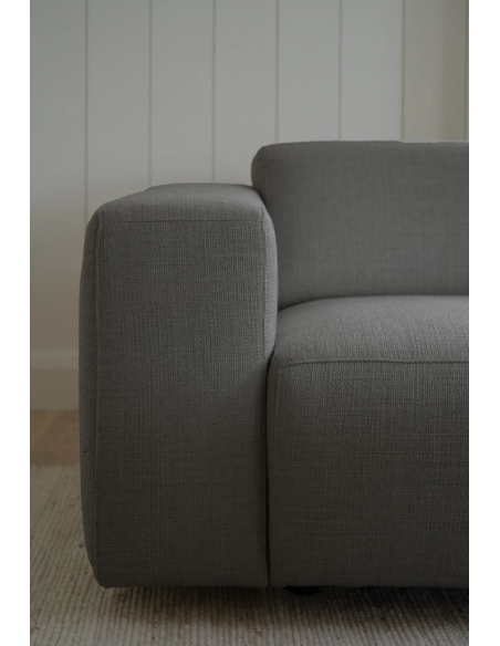 hjørnesofa i grå stof komfortabel design flydersofa sofa moderne chaiselong modulsofa