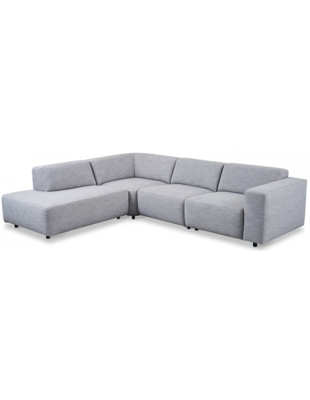 hjørnesofa i grå stof komfortabel design flydersofa sofa moderne chaiselong modulsofa
