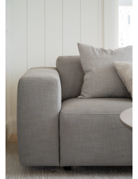 hjørnesofa i grå stof komfortabel design flydersofa sofa moderne chaiselong modulsofa