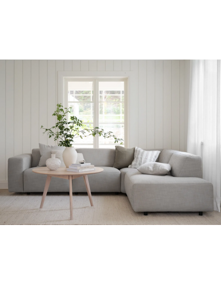 hjørnesofa i grå stof komfortabel design flydersofa sofa moderne chaiselong modulsofa