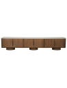 LEANDRO Tvbord i egetræsfinér og keramik B250 cm - Brun/Beige marmor